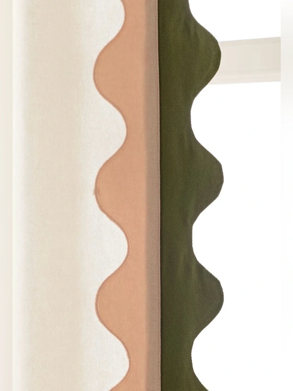 Anthropologie Maeve Scalloped Cotton Curtain, Olive